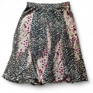 RQT Petite Leopard Floral Midi Skirt PM Elastic Waist